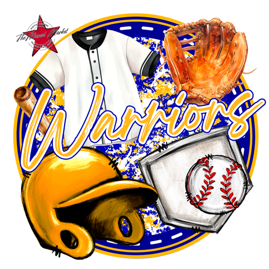 Warriors Circle Baseball Design-Blue-Yellow