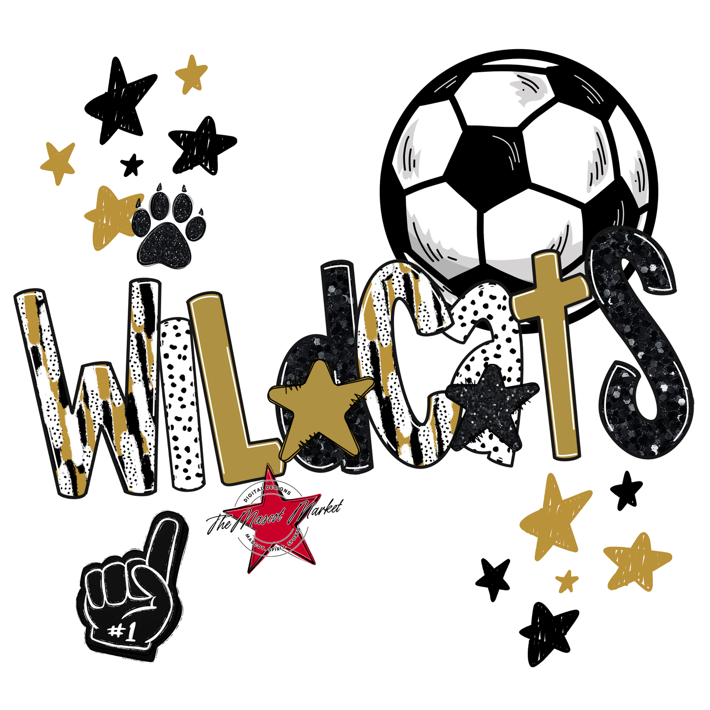 Wildcats Soccer Scrape-Gold