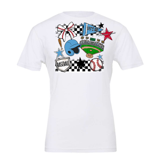 Baseball Checkers Spirit Design-Carolina Blue