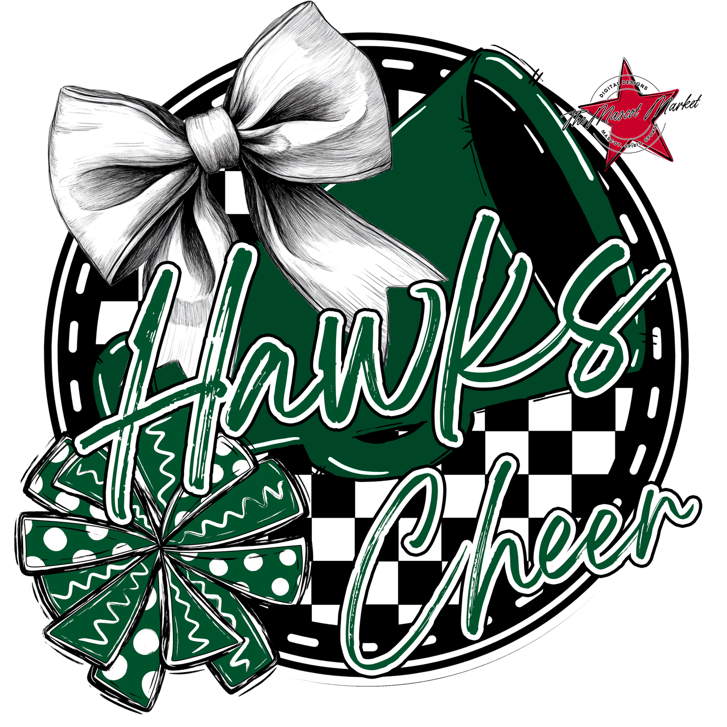 Hawks Circle Cheer Design-Green