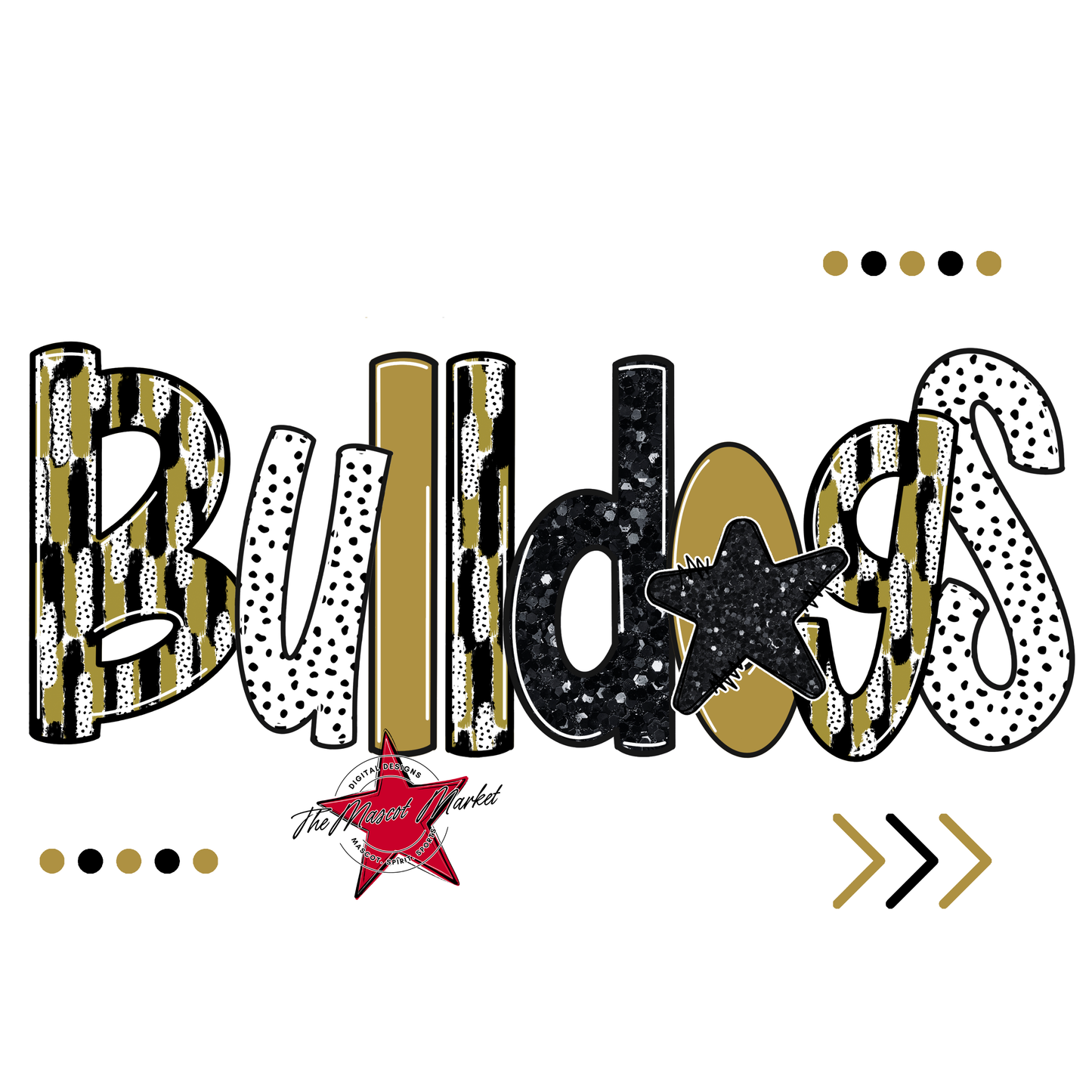 Bulldogs Brushstroke Alpha w Arrows-Gold