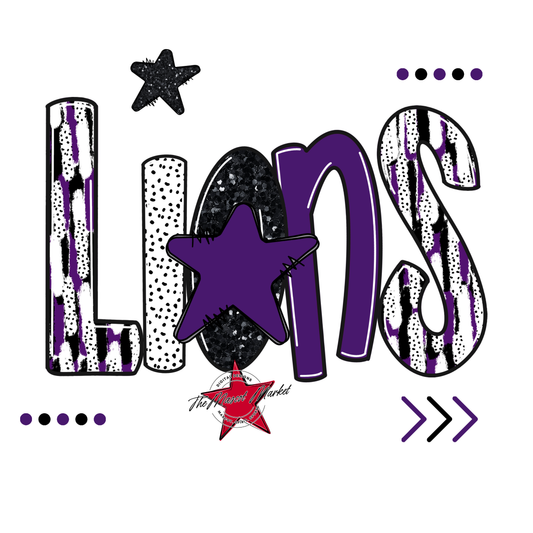Lions Brushstroke Alpha w Arrows-Purple