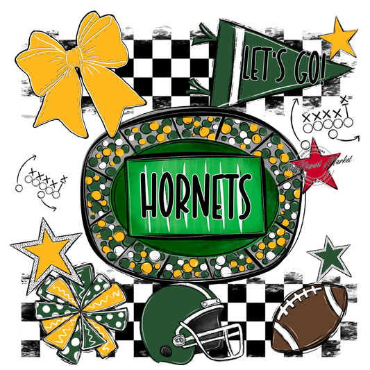 Hornets Checkers Spirit Design-Green-Yellow