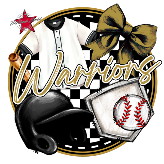 Warriors Circle Baseball Design-Gold
