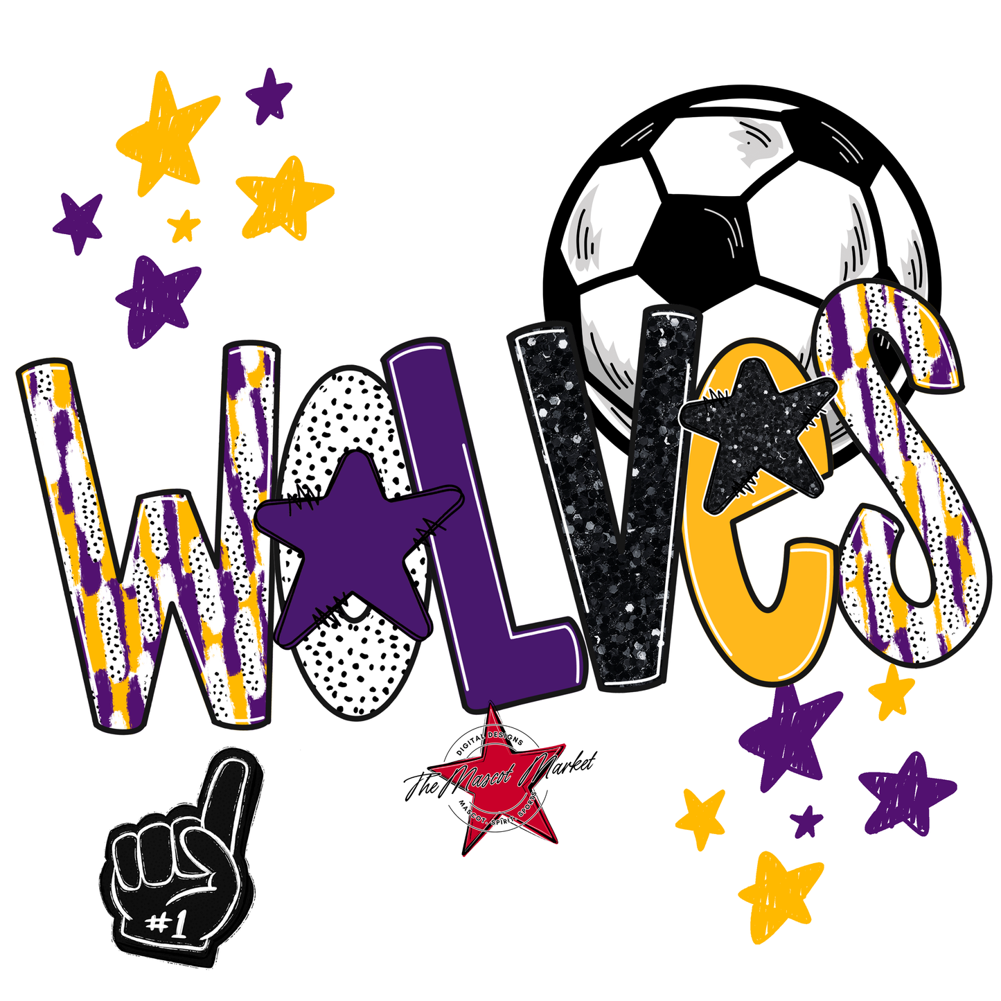 Wolves Soccer Scrape-Purple-Yellow