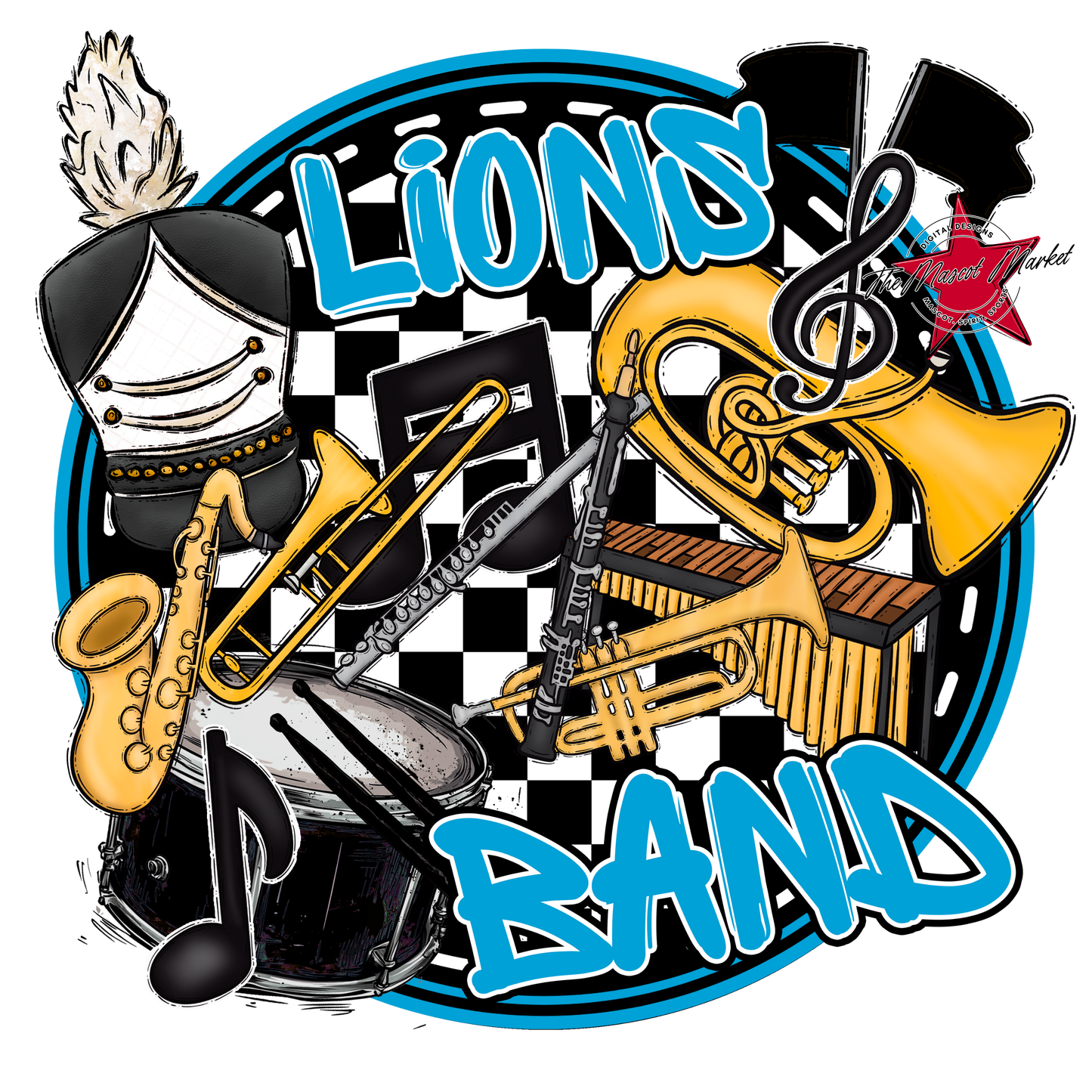 Lions Circle Band Design-Carolina Blue
