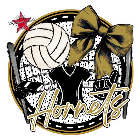 Hornets Circle Volleyball Design-Gold