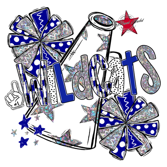 Wildcats Cheer Megaphone Scrape-Blue