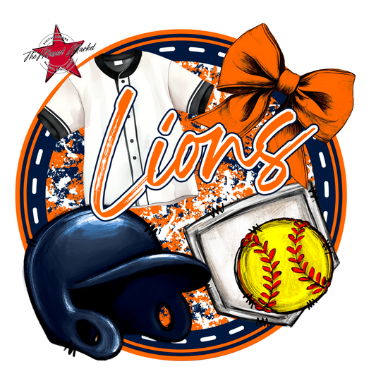 Lions Circle Softball Design-Navy-Orange