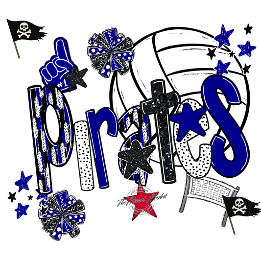 Pirates Volleyball Scrape-Blue