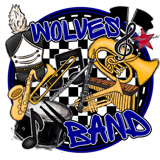 Wolves Circle Band Design-Blue