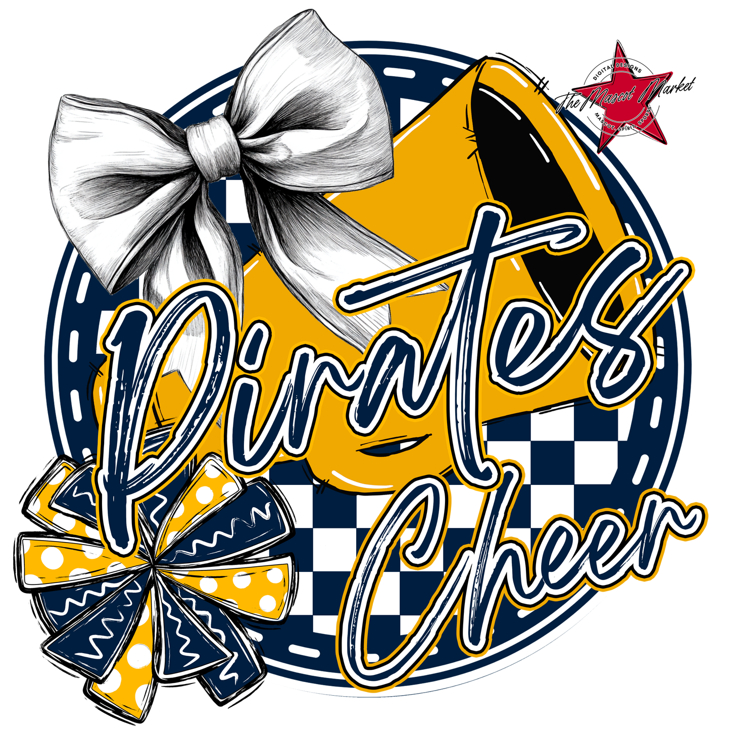 Pirates Circle Cheer Design-Navy-Yellow
