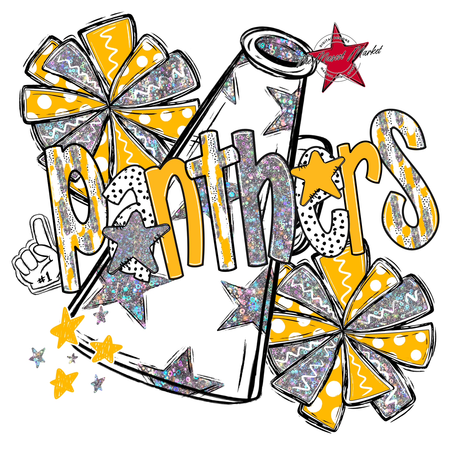 Panthers Cheer Megaphone Scrape-Yellow