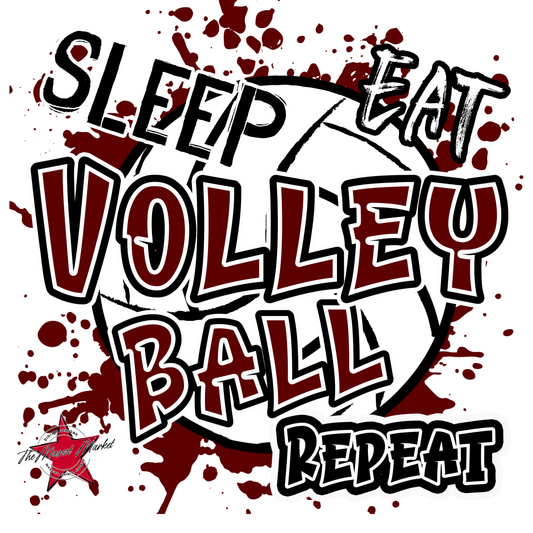 Eat Sleep Volleyball Repeat Design-Maroon