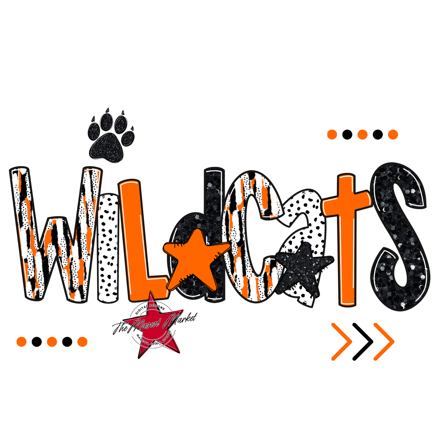Wildcats Brushstroke Alpha w Arrows-Orange