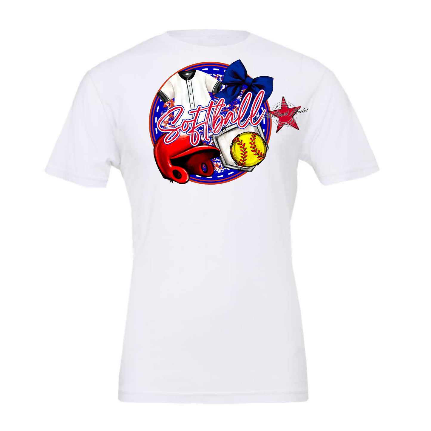 Circle Softball Design-Blue-Red