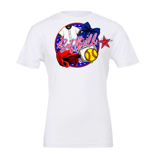 Circle Softball Design-Blue-Red