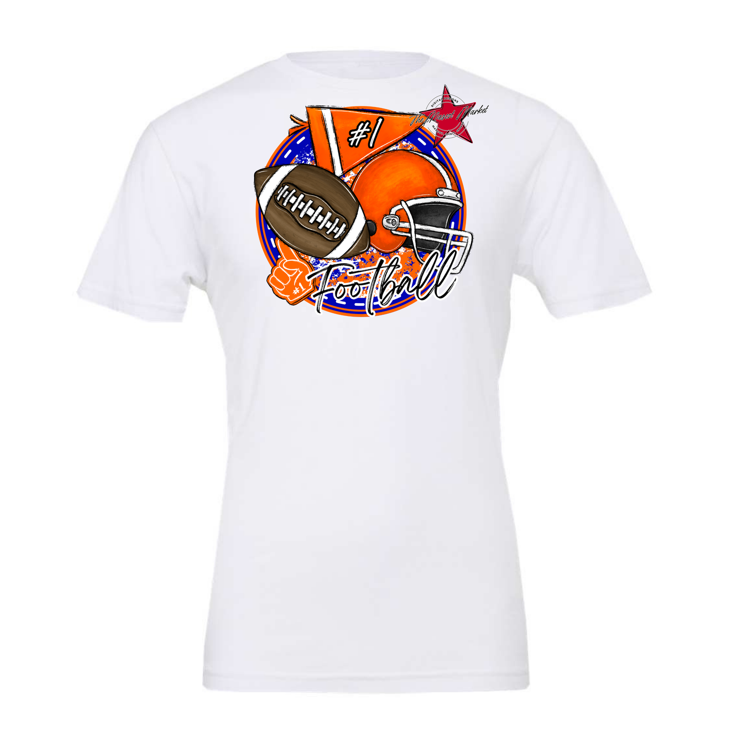 Football Circle Design-Royal Blue-Orange