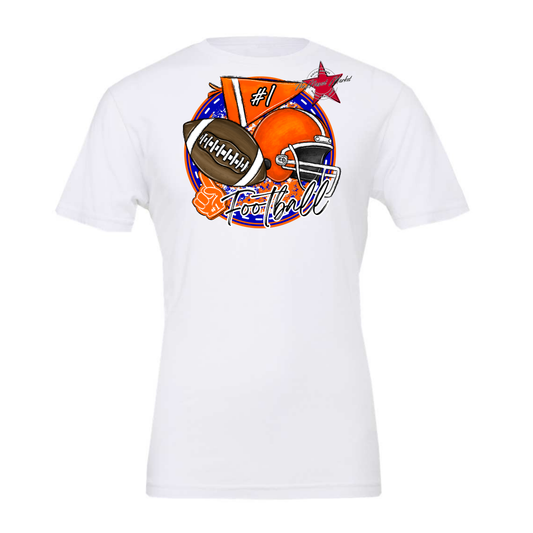 Football Circle Design-Royal Blue-Orange