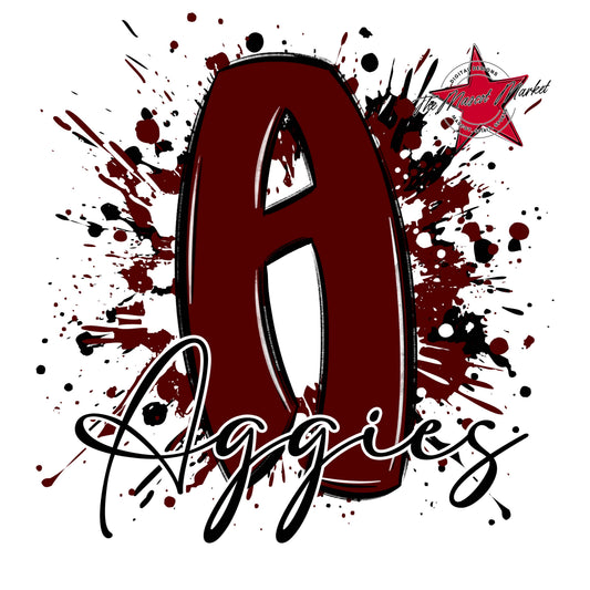 Aggies Mascot Splatter-Maroon