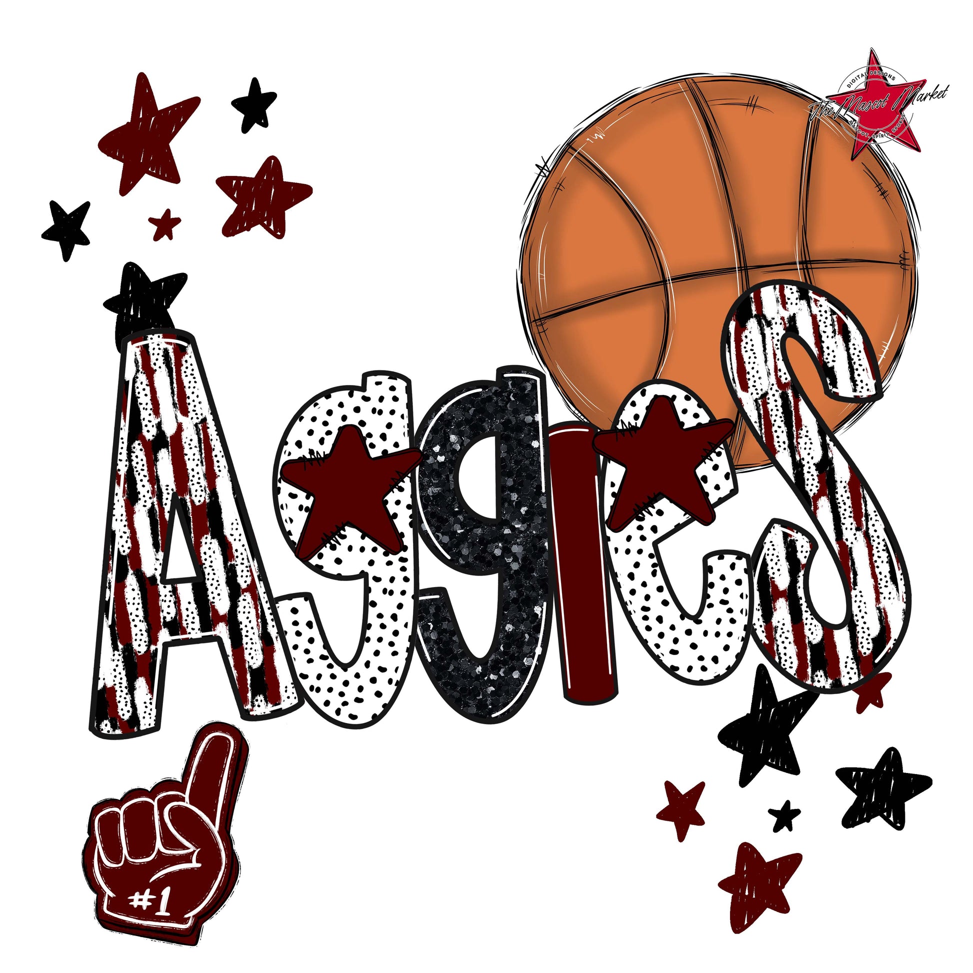 Aggies Basketball Scrape-Maroon
