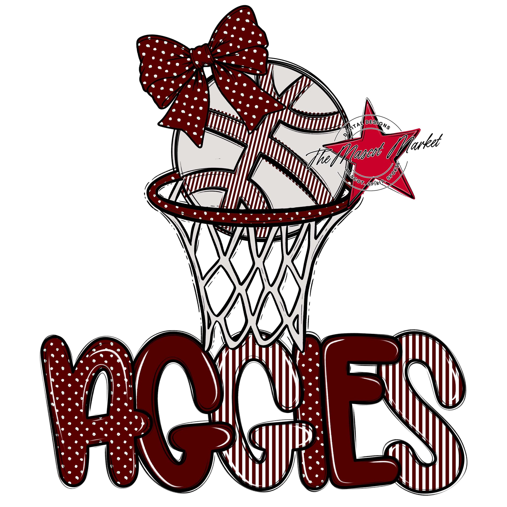 Aggies Basketball Spirit Design-Maroon