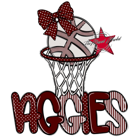 Aggies Basketball Spirit Design-Maroon