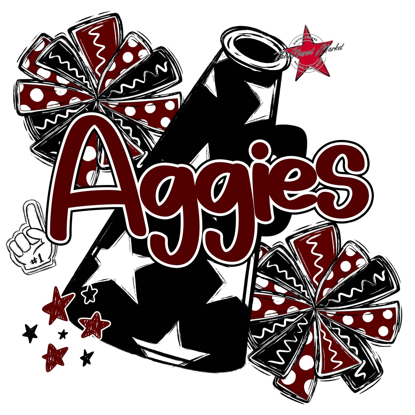 Aggies Alpha Megaphone Design-Maroon