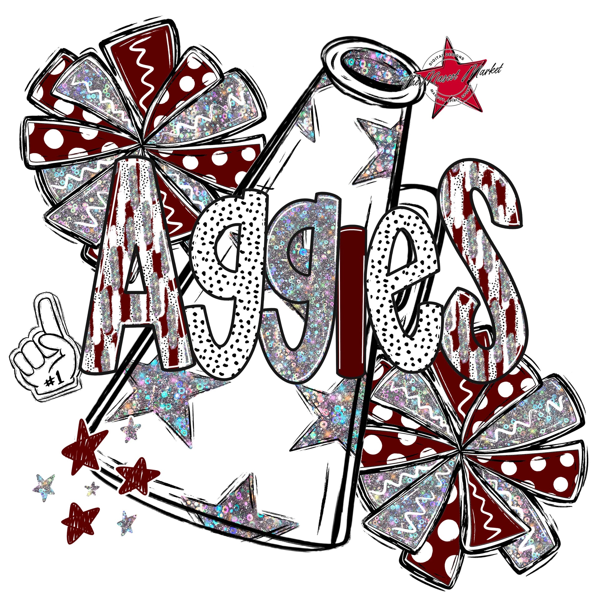 Aggies Cheer Megaphone Scrape-Maroon