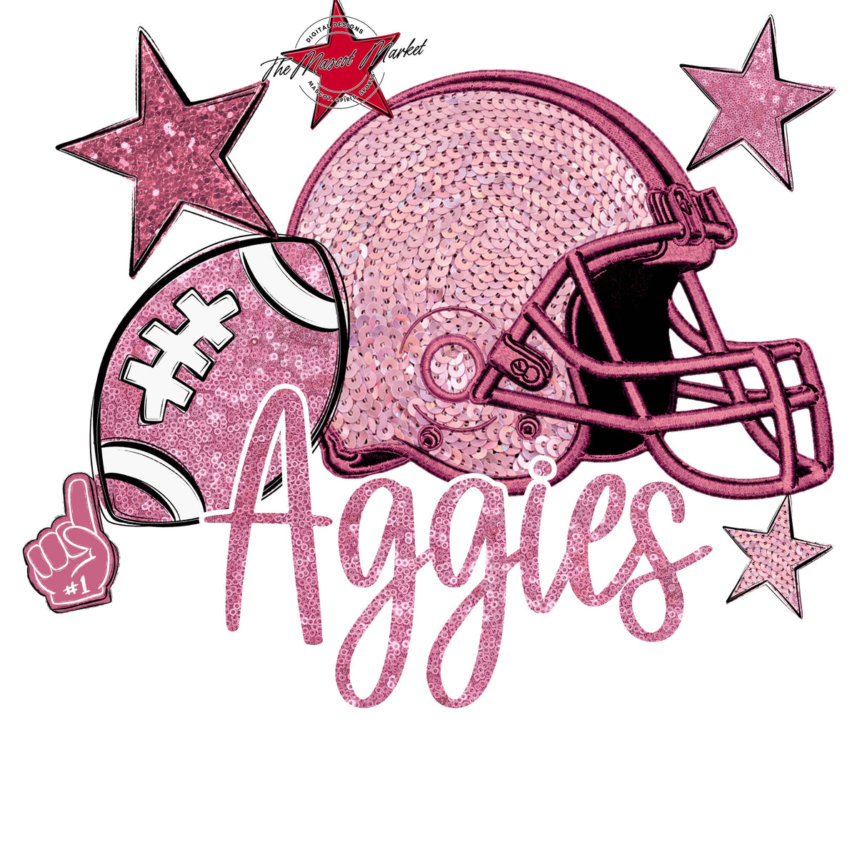 Aggies Football Embroidered Sequins Design-Pink Out