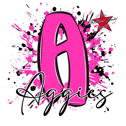 Aggies Mascot Splatter-Pink