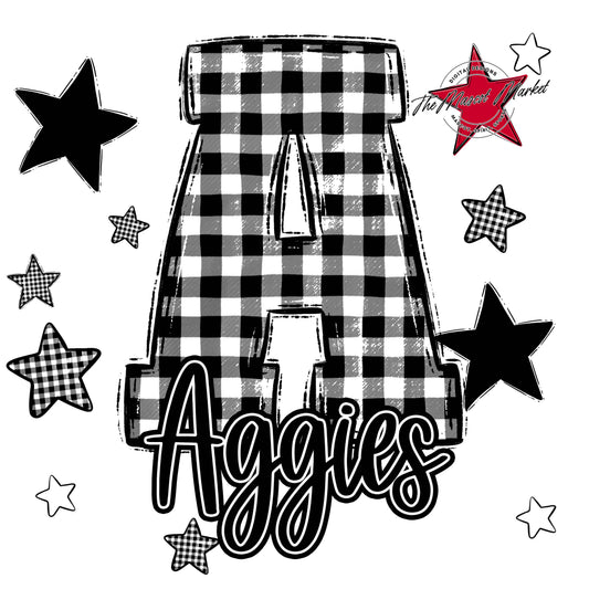 Aggies Plaid Star Design-Black
