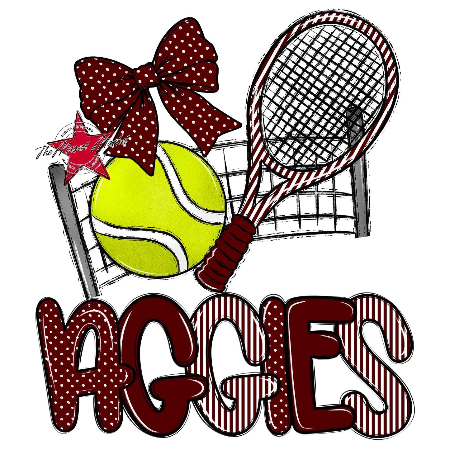 Aggies Tennis Spirit Design-Maroon