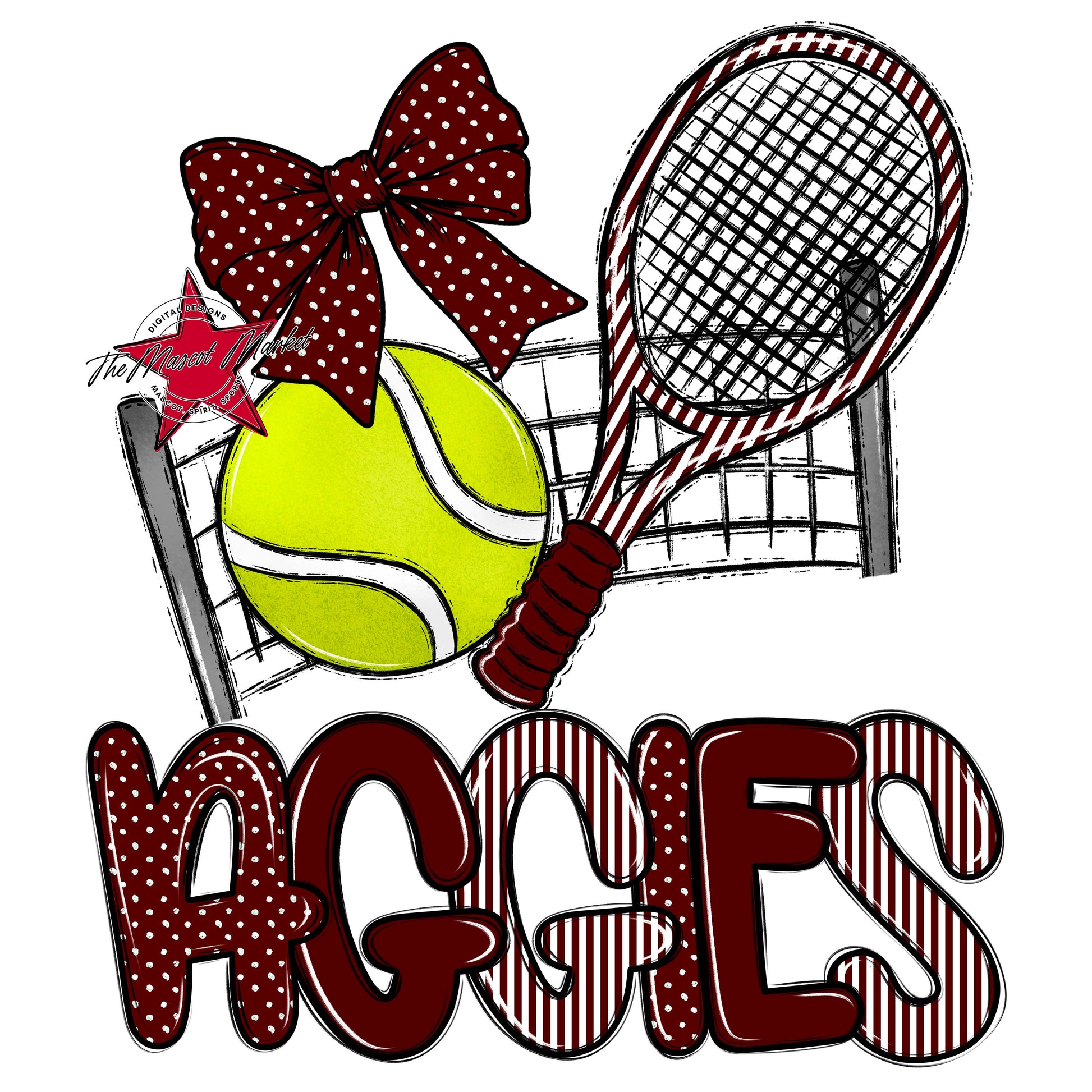 Aggies Tennis Spirit Design-Maroon