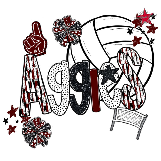 Aggies Volleyball Scrape-Maroon
