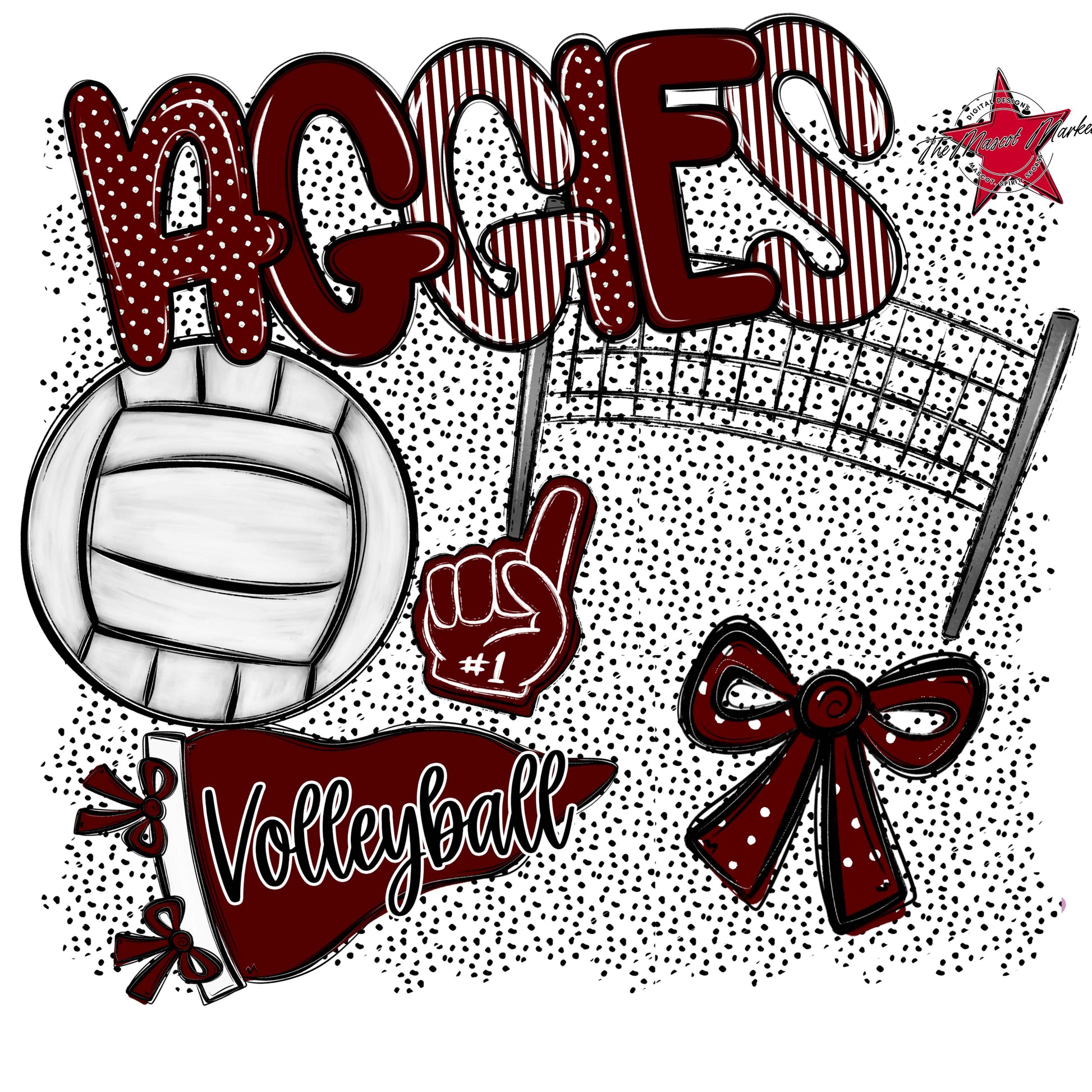 Aggies Volleyball Spirit-Maroon