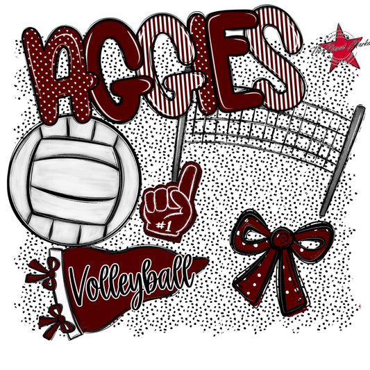 Aggies Volleyball Spirit-Maroon