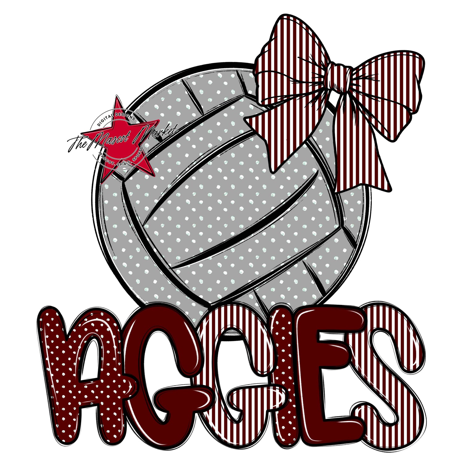 Aggies Volleyball Spirit Design-Maroon
