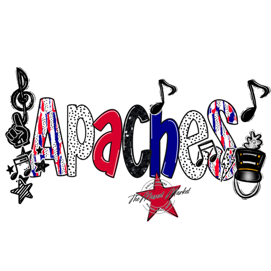 Apaches Brushstroke Alpha w Arrows-Blue & Red