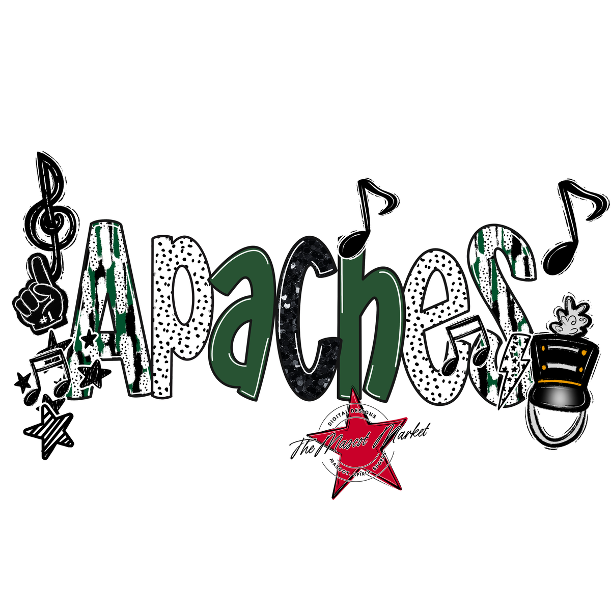 Apaches Brushstroke Alpha w Arrows-Green