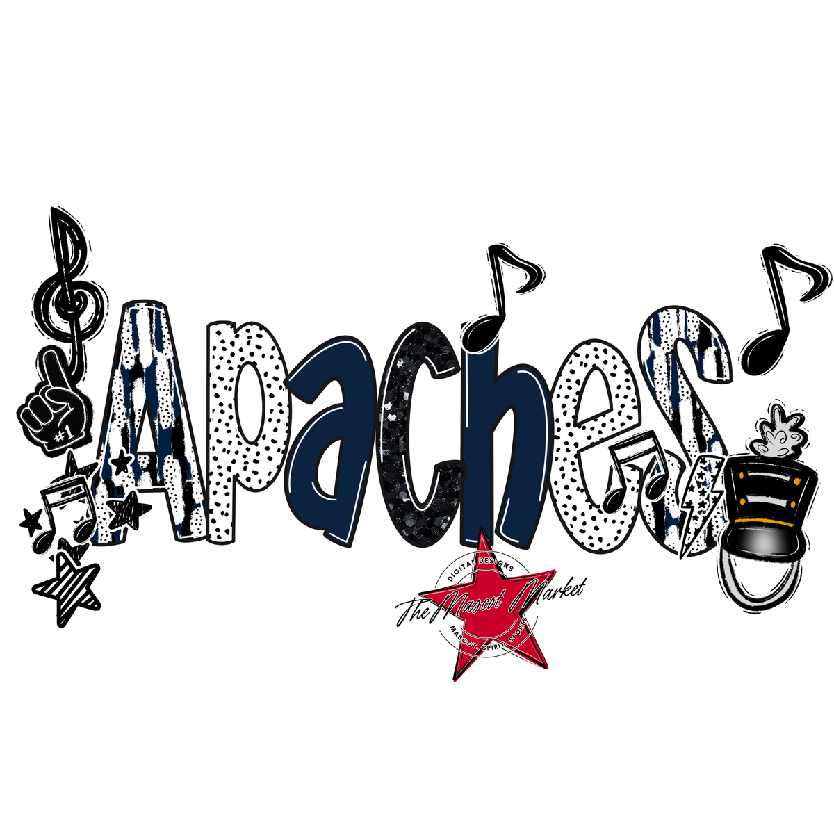 Apaches Brushstroke Alpha w Arrows-Navy