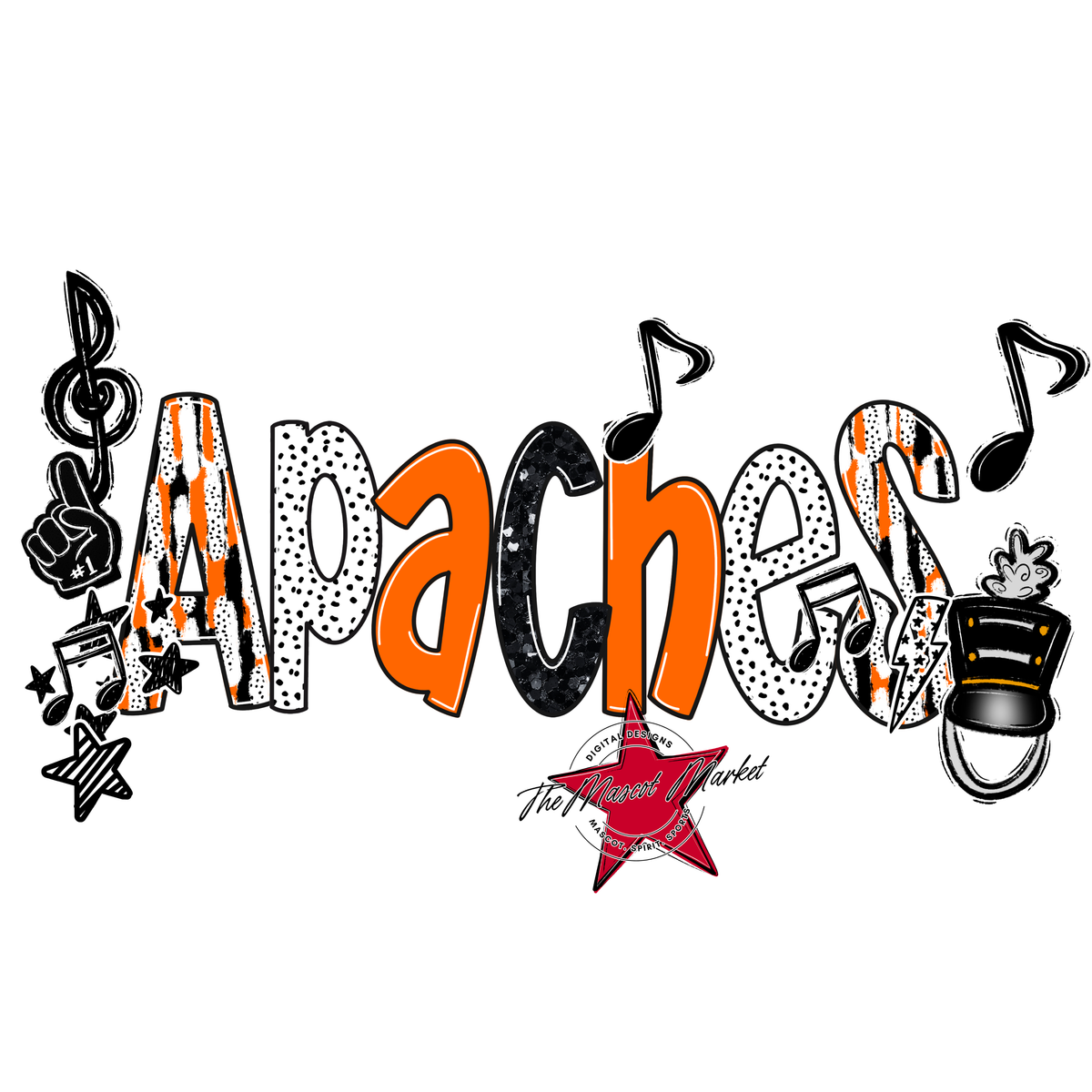 Apaches Brushstroke Alpha w Arrows-Orange