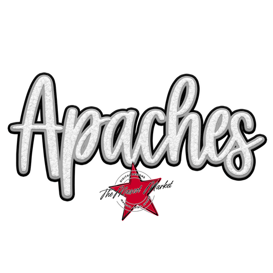 Apaches Chenille Patch-Black & White