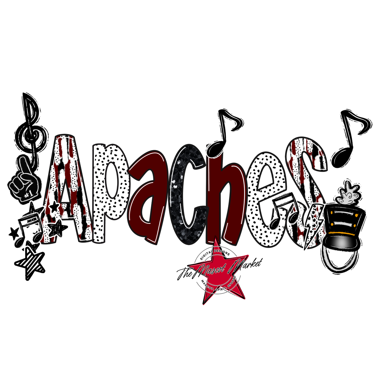 Apaches Band Scrape-Maroon