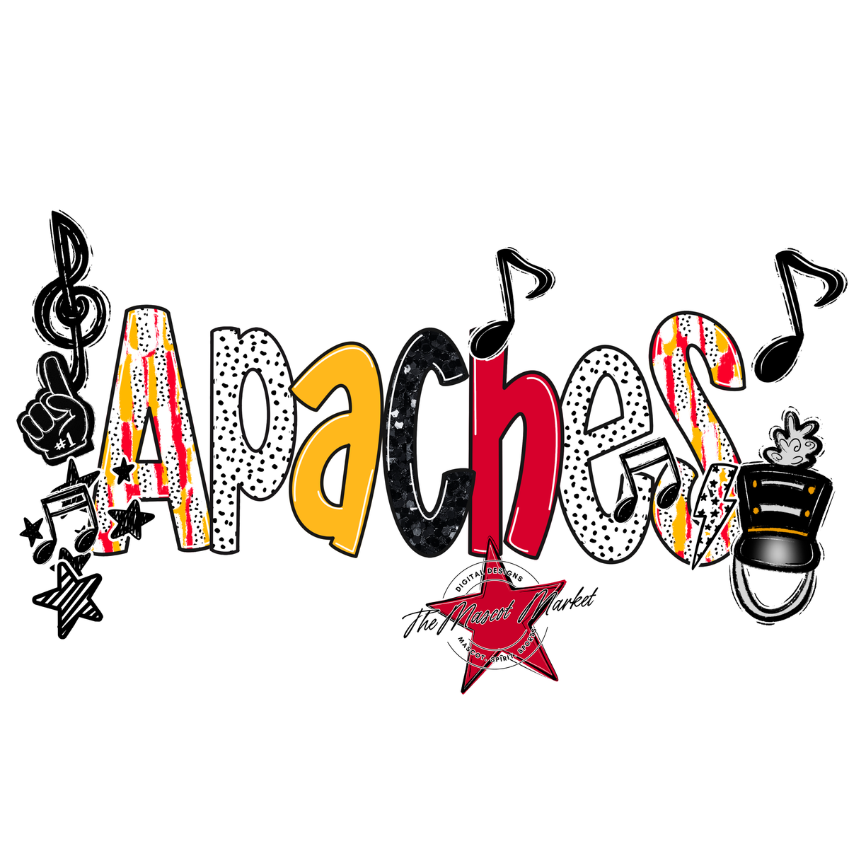 Apaches Band Scrape-Red & Yellow