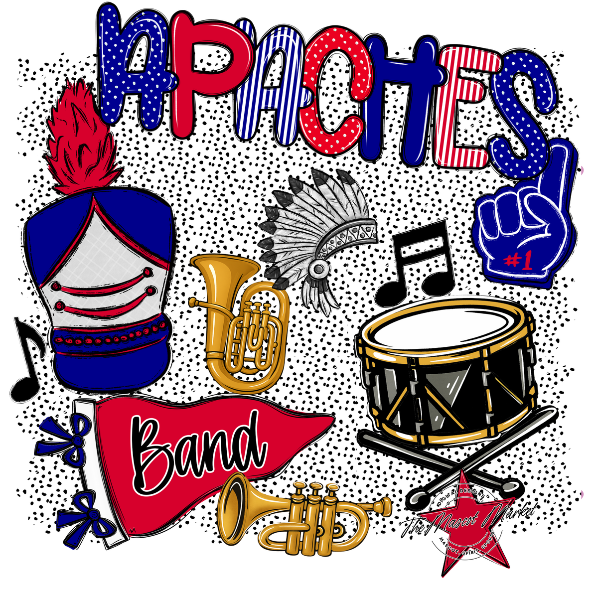 Apaches Band Spirit-Blue & Red