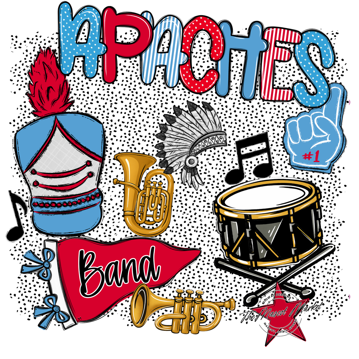 Apaches Band Spirit-Carolina Blue & Red