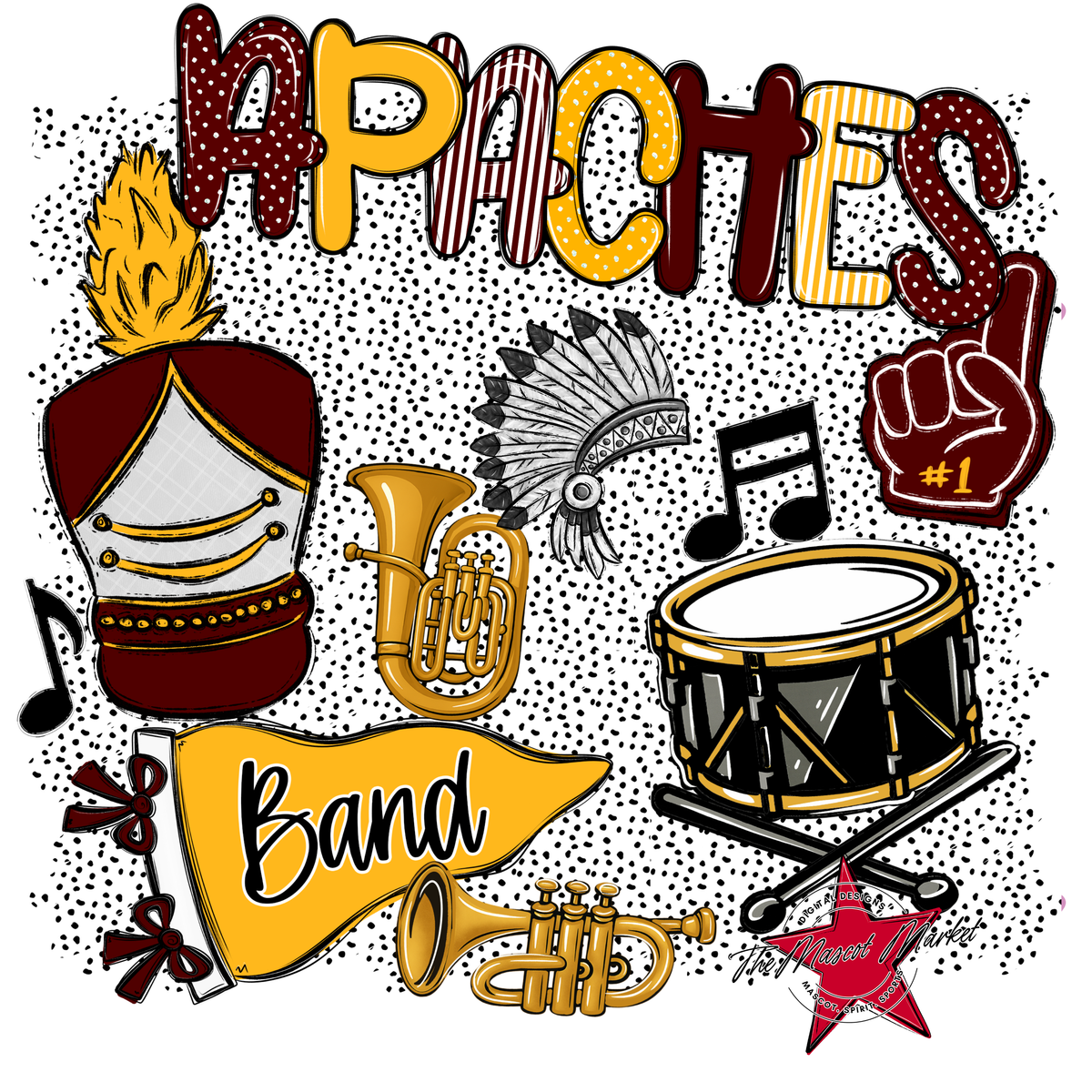 Apaches Band Spirit-Maroon & Yellow