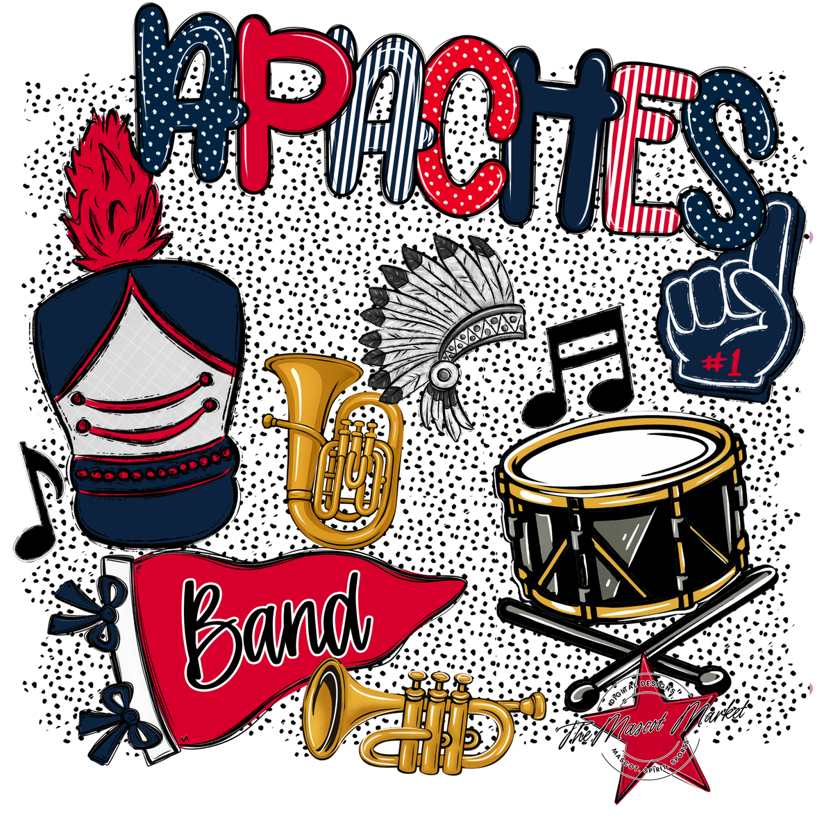 Apaches Band Spirit-Navy & Red