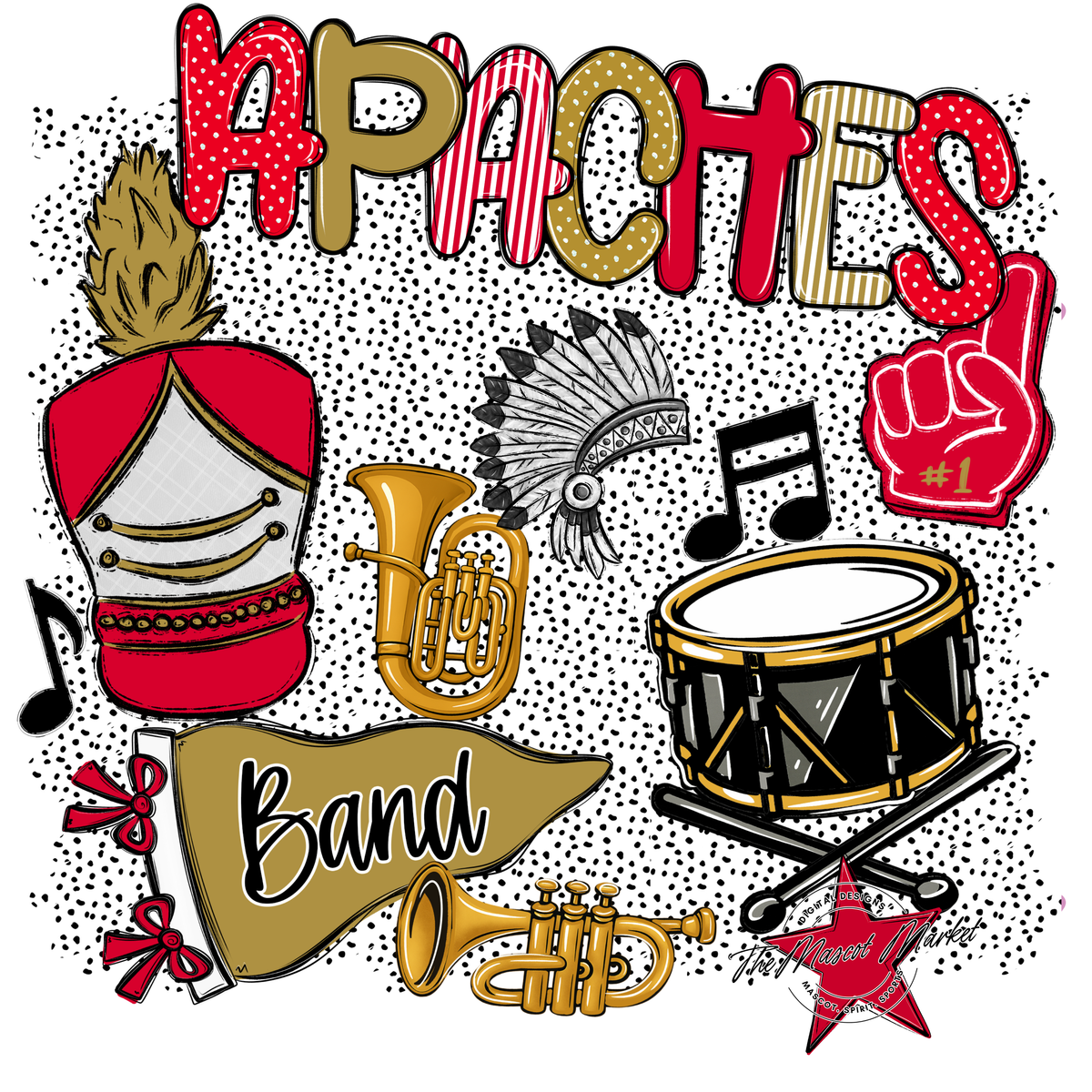 Apaches Band Spirit-Red & Gold